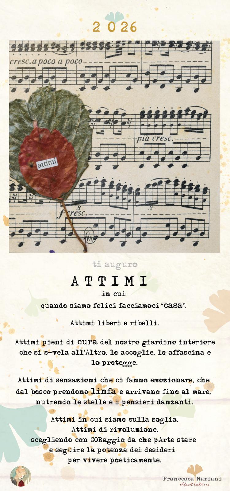 FRANCESCA MARIANI - Calendario da parete 2026, 12x32 cm: ATTIMI