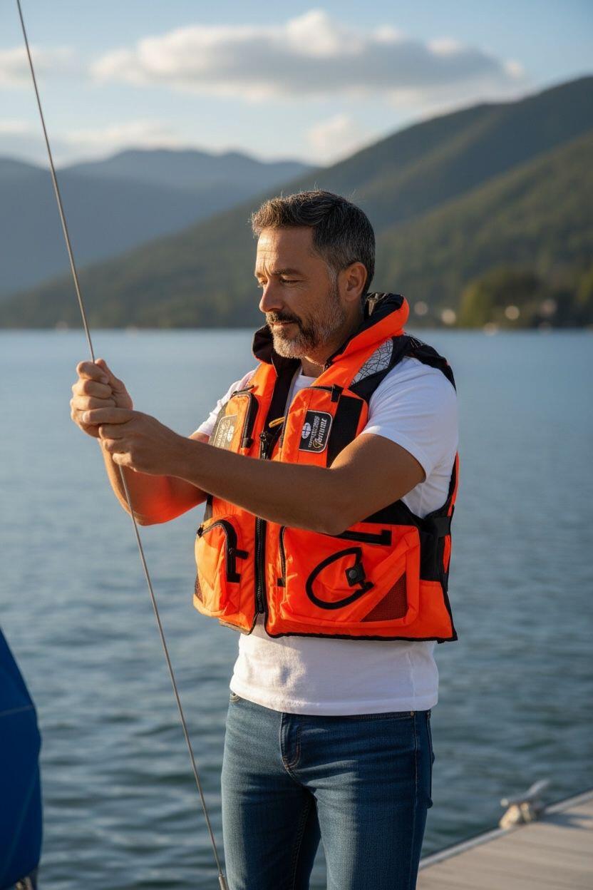 Gilet Salvagente mod. Garda 100 N - CE con 6 tasche , fischietto e cappuccio 