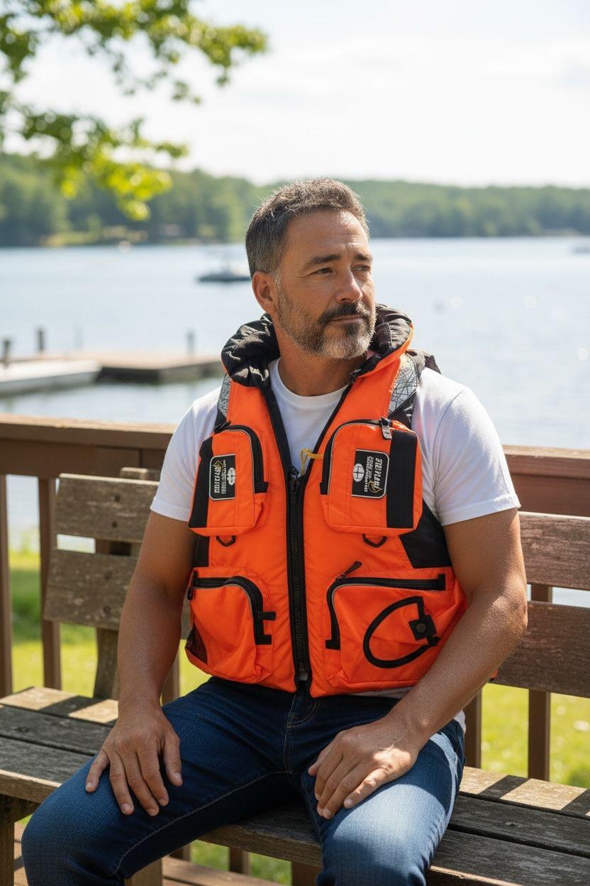 Gilet Salvagente mod. Garda 100 N - CE con 6 tasche , fischietto e cappuccio 