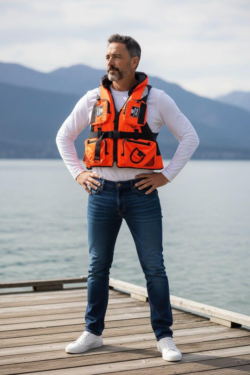 Gilet Salvagente mod. Garda 100 N - CE con 6 tasche , fischietto e cappuccio 