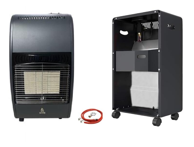 STUFA A GAS CON 3 LIVELLI DI RISCALDAMENTO 4.2KW ADATTA PER GPL / BUTANO / PROPANO, BOMBOLA DA 15Kg 46x41x75 cm CON KIT INCLUSO