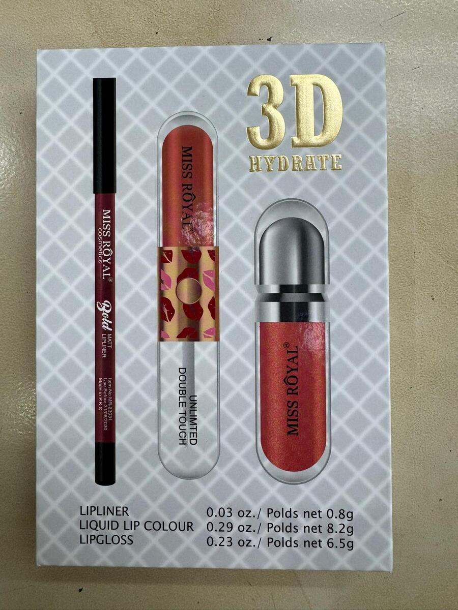 MISS ROYAL 3D HYDRATE LIPLINER+LIQUID LIPCOLOR+LIPGLOSS (Dupe KIKO)*