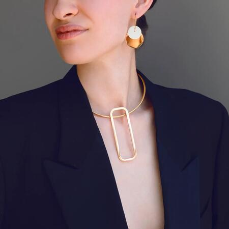 Choker Acciaio Pendente Rettangolare