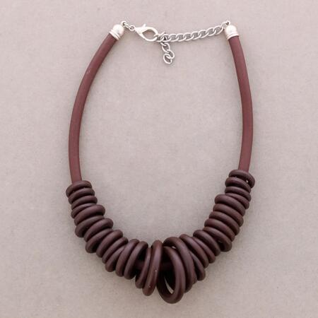 Collana Anelli Gomma Legno