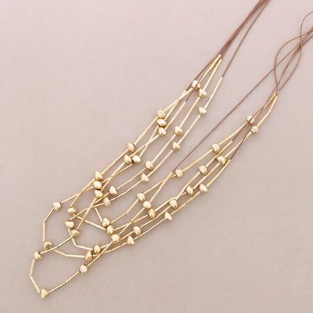 Collana Lunga Perline Metallo