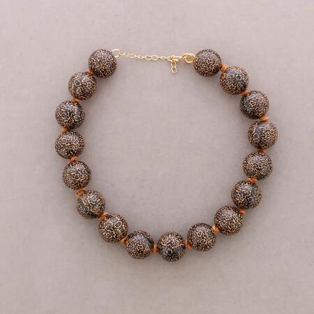 Collana Nodo Sfere Stampa Leopardo