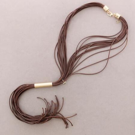 Collare in Pelle Regolabile con Perline in Metallo