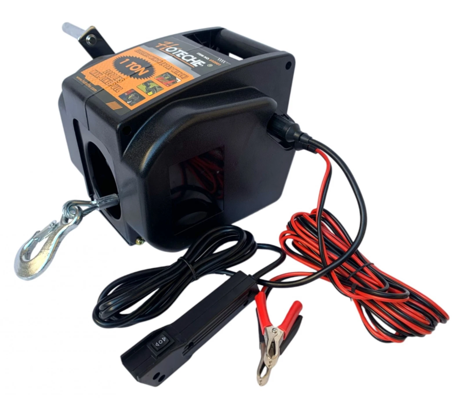  Verricello Elettrico 1 TON Portatile per Auto Barca Argano Paranco 12V 300W 