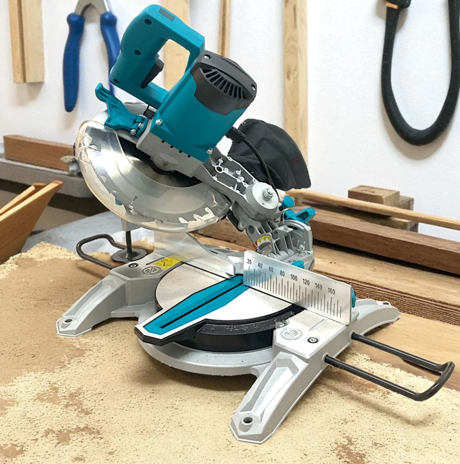 Sega Troncatrice per Legno Radiale 1300W Lama Ø210mm Taglio 0-45° 5000Giri/min