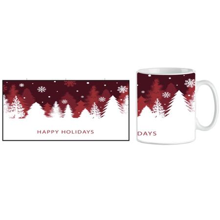 TAZZA MUG XMAS BUON NATALE DECORO PAESAGGIO ALBERI