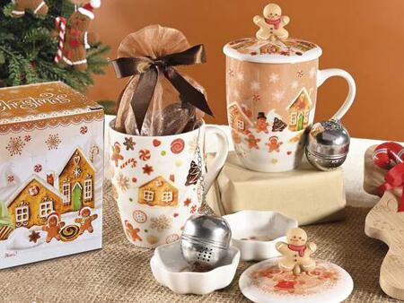 Tazza porcellana 350 ml con coperchio, piattino e filtro