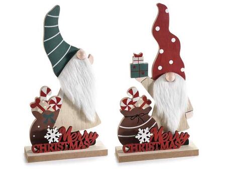 Babbo Natale in legno decorato c/ scritta "Merry Christmas"