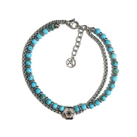 BRACCIALE BUSSOLA A DOPPIO FILO CON PERLINE DI PIETRA