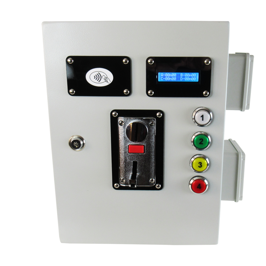 Coin Acceptor + RFID Reader for Controlling 4 Machines with N.A. Contact