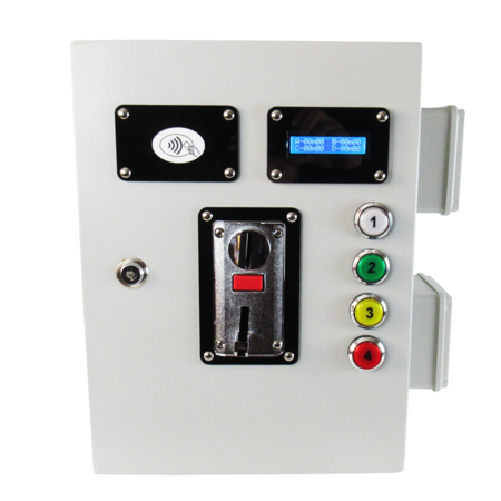 Coin Acceptor + RFID Reader for Controlling 4 Machines with N.A. Contact