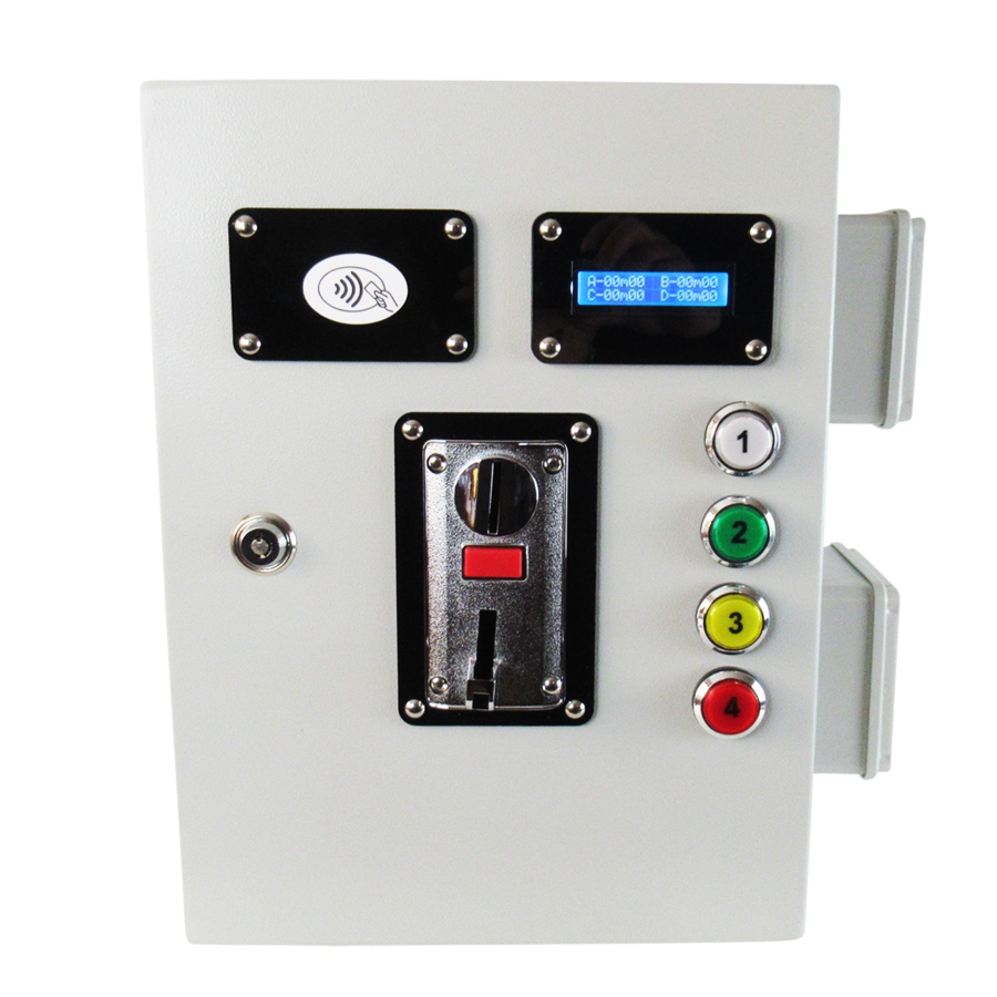 Coin Acceptor + RFID Reader for Controlling 4 Machines with N.A. Contact