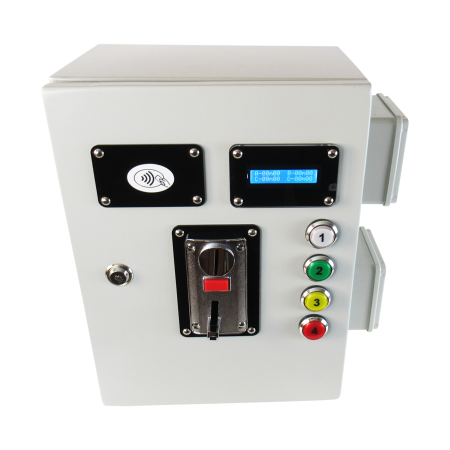 Coin Acceptor + RFID Reader for Controlling 4 Machines with N.A. Contact