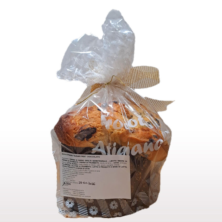 Dolce di Natale artigianale Senza Zucchero con Cioccolato fondente a base di farina di farro - Pasticceria Le Delizie