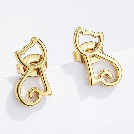 Orecchini in acciaio inossidabile gattino