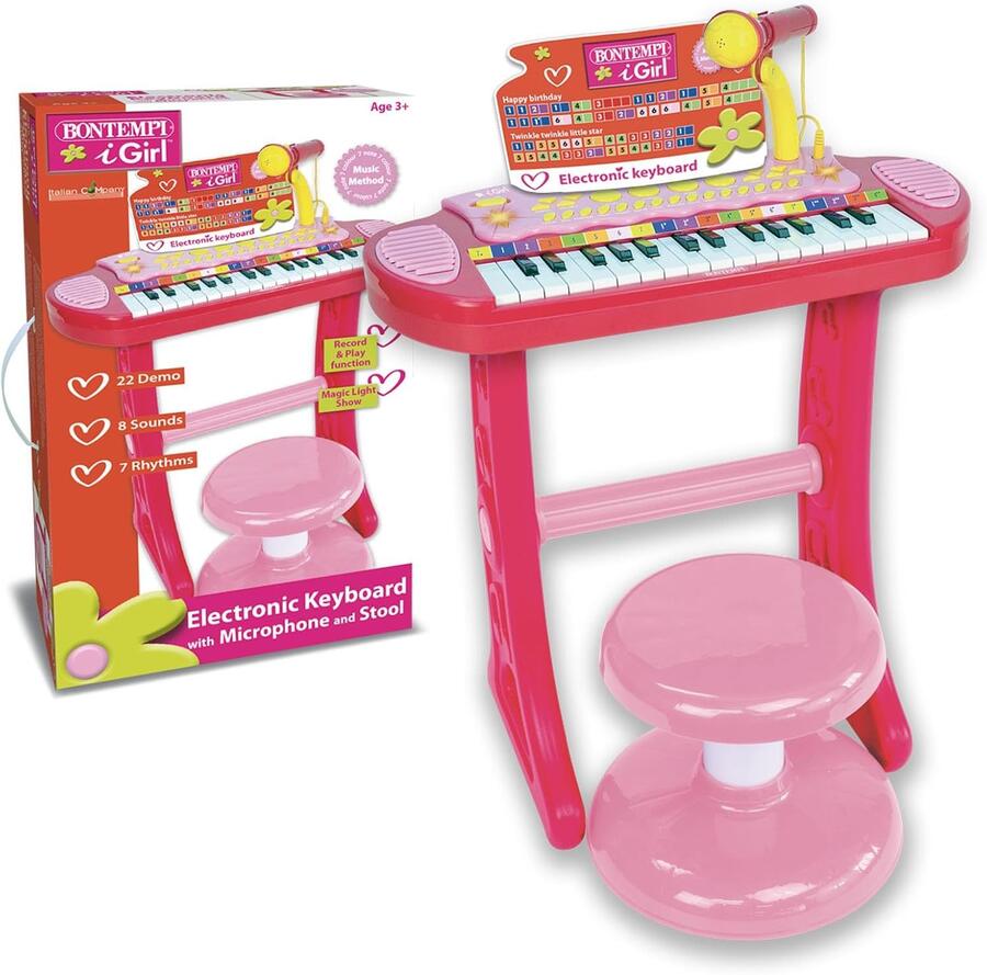 Tastiera giocattolo Elettronica 31 tasti con microfono e accessori - Bontempi - 133671 - 3+