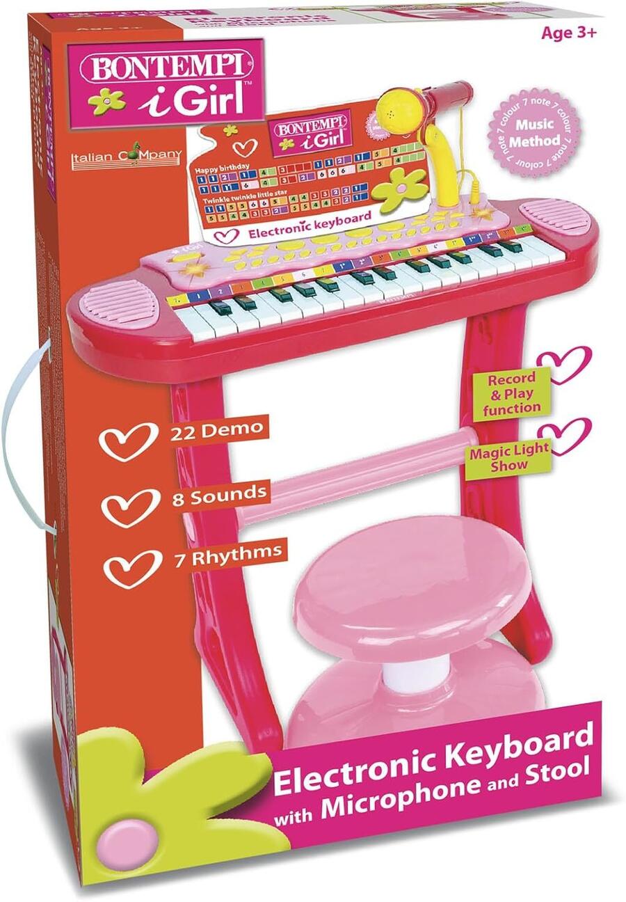 Tastiera giocattolo Elettronica 31 tasti con microfono e accessori - Bontempi - 133671 - 3+