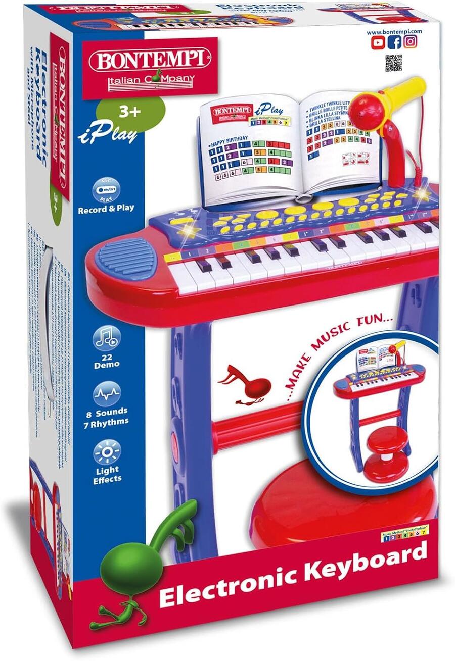 Tastiera giocattolo Elettronica 31 tasti con microfono e accessori - Bontempi - 133240 - 3+