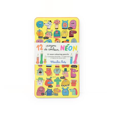 12 matite neon Les Schmouks in scatola di metallo