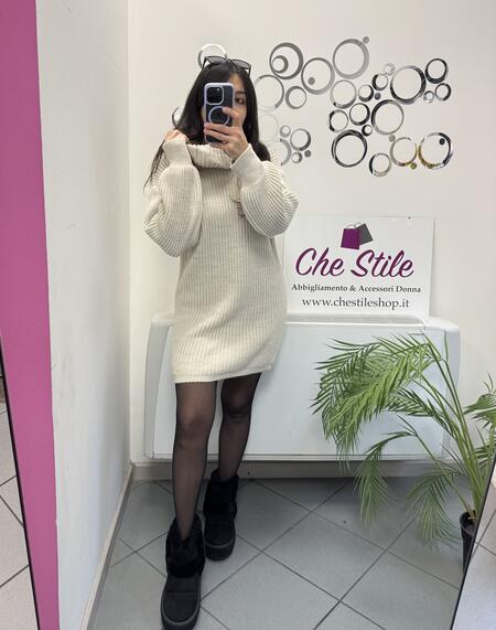 NOVITÀ Abito/maxi pull dolcevita a costine