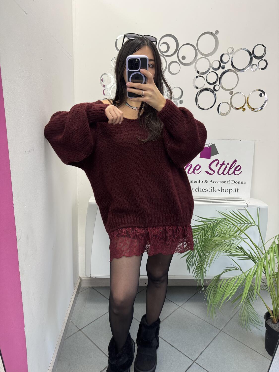 NOVITÀ Maxi pull scollo a V bordo in pizzo