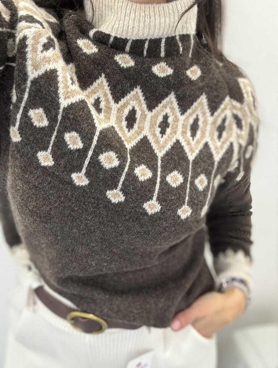 NOVITÀ Pull mezzo collo fantasia 