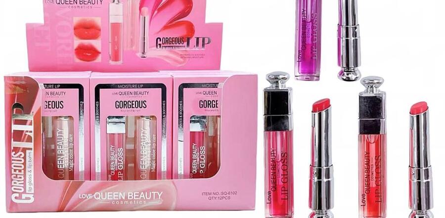 QUEEN BEAUTY KIT LIP GLOSS & LIP BALM (Dupe Dior )*