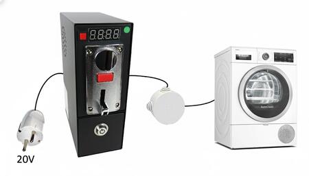 Gettoniera Elettronica per Lavatrice Domestica (Max 1900W) – Ideale per B&B e Strutture Ricettive