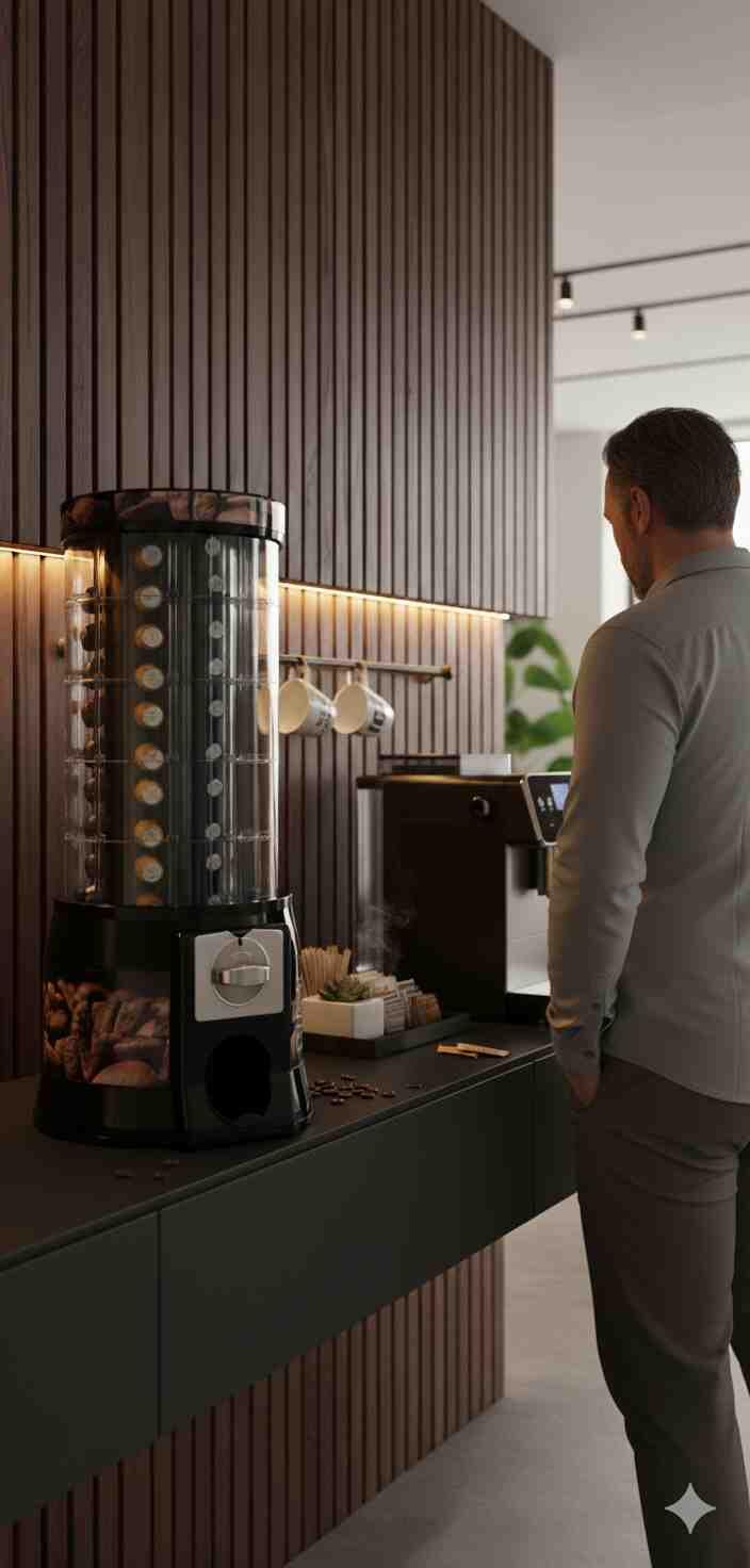 Distributore Capsule Caffè NESPRESSO / BORBONE con gettoniera a gettone (100 pz inclusi)