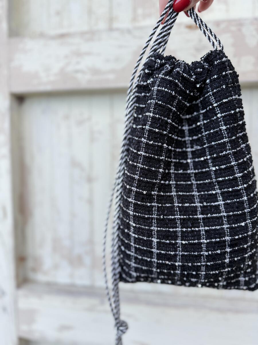 Secchiello nero micro pailettes 