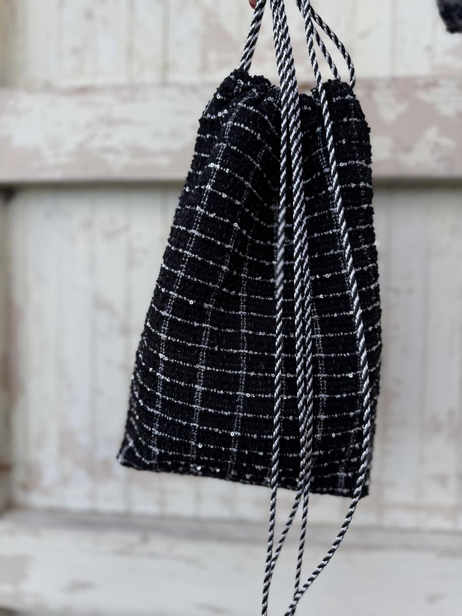 Secchiello nero micro pailettes 