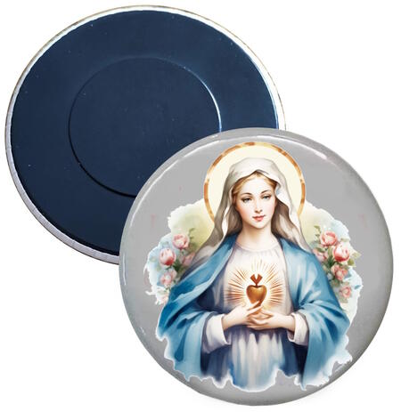 Madonna Beata Vergine Maria Calamita Magnete Rotondo da 59mm dis2
