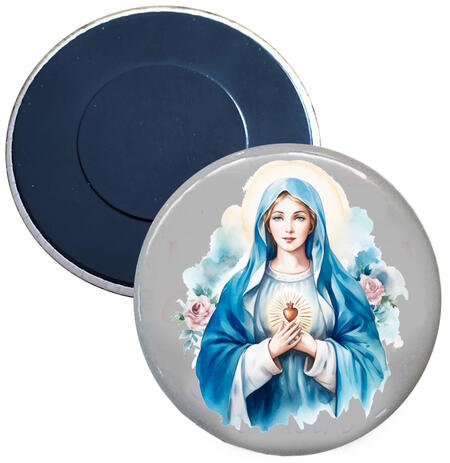 Madonna Beata Vergine Maria Calamita Magnete Rotondo da 59mm dis3