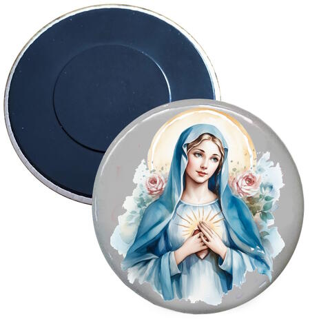 Madonna Beata Vergine Maria Calamita Magnete Rotondo da 59mm dis5