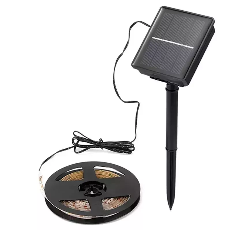 STRISCIA LED MULTICOLORE CON PANNELLO SOLARE 5M RICARICA IMPERMEABILE GIARDINO