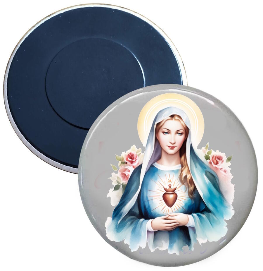 Madonna Beata Vergine Maria Calamita Magnete Rotondo da 59mm dis6