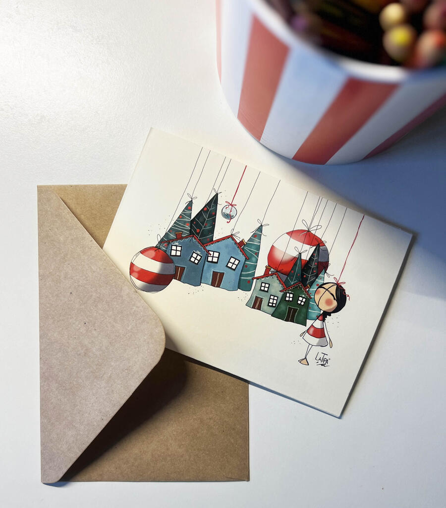 Biglietto Natalizio Natale sospeso