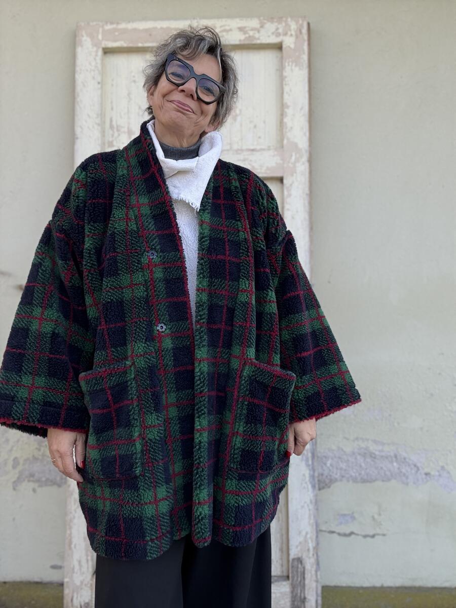 Kimono teddy quadri verdi