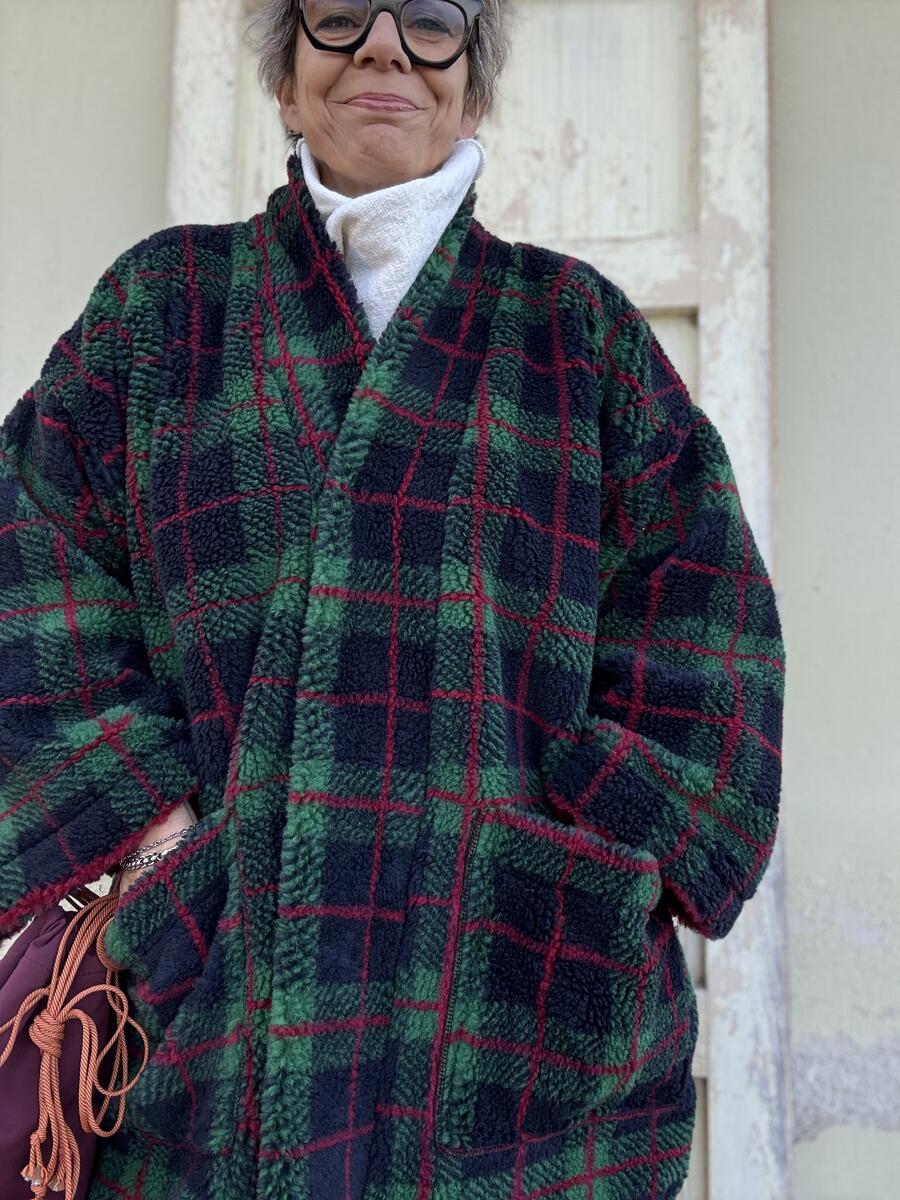 Kimono teddy quadri verdi