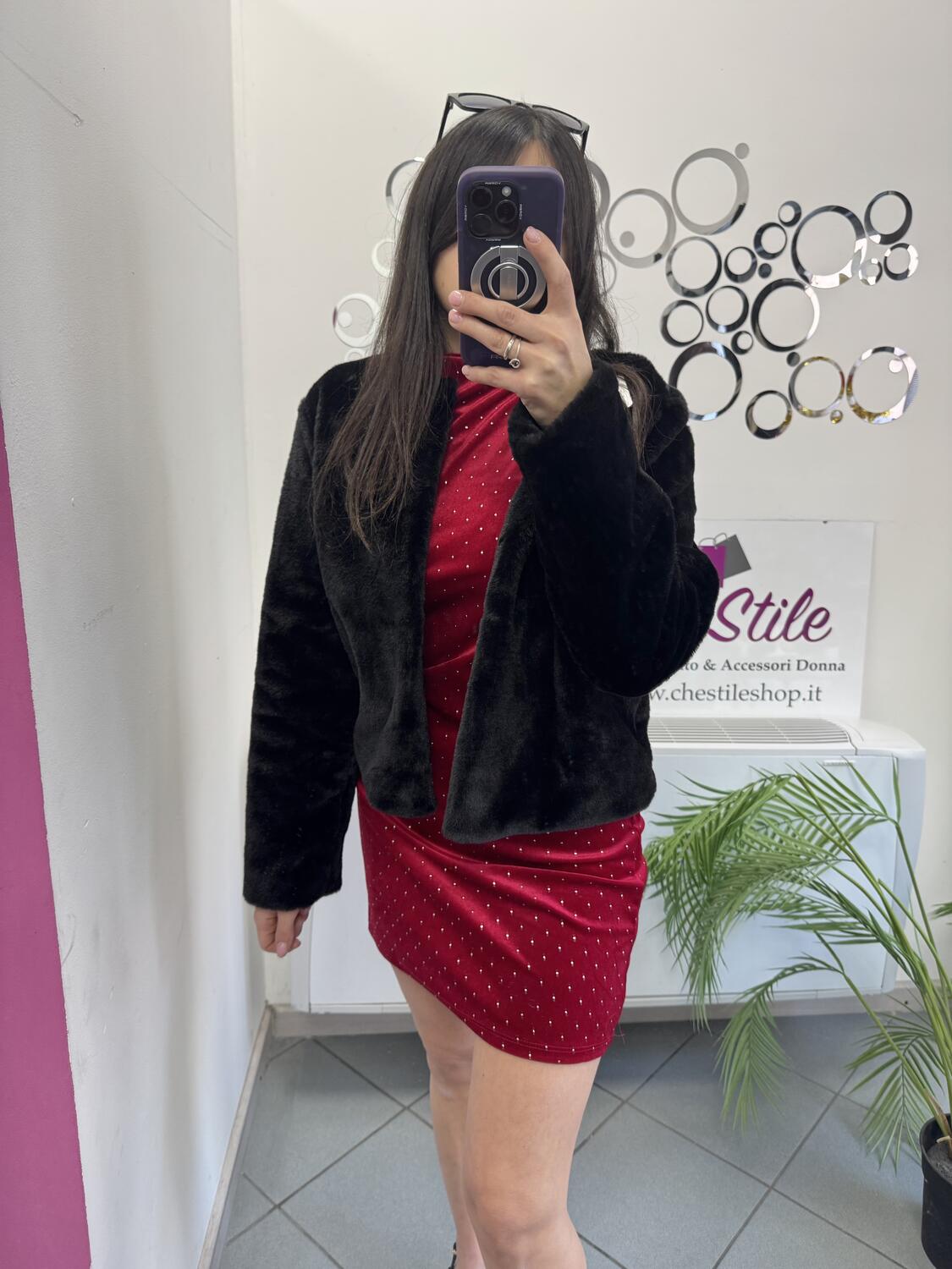 NOVITÀ Abito smanicato in velluto brillantinato