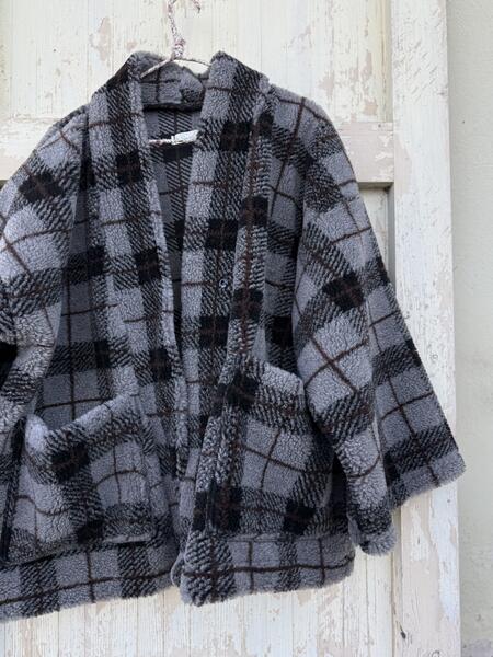 Kimono teddy quadri grigi