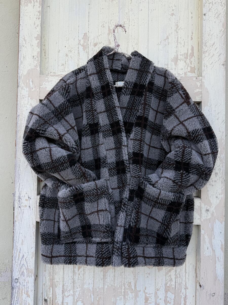 Kimono teddy quadri grigi 