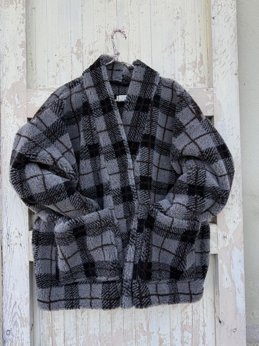 Kimono teddy quadri grigi 