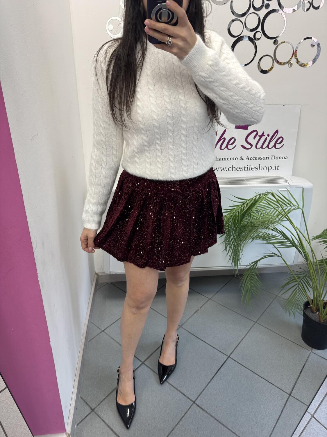 NOVITÀ Mini gonna in velluto a pieghe con paillettes