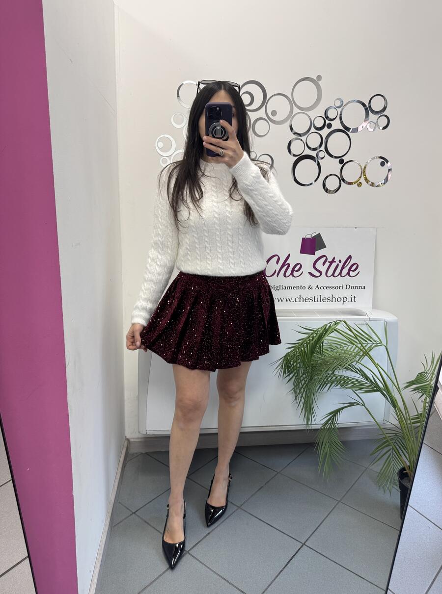 NOVITÀ Mini gonna in velluto a pieghe con paillettes