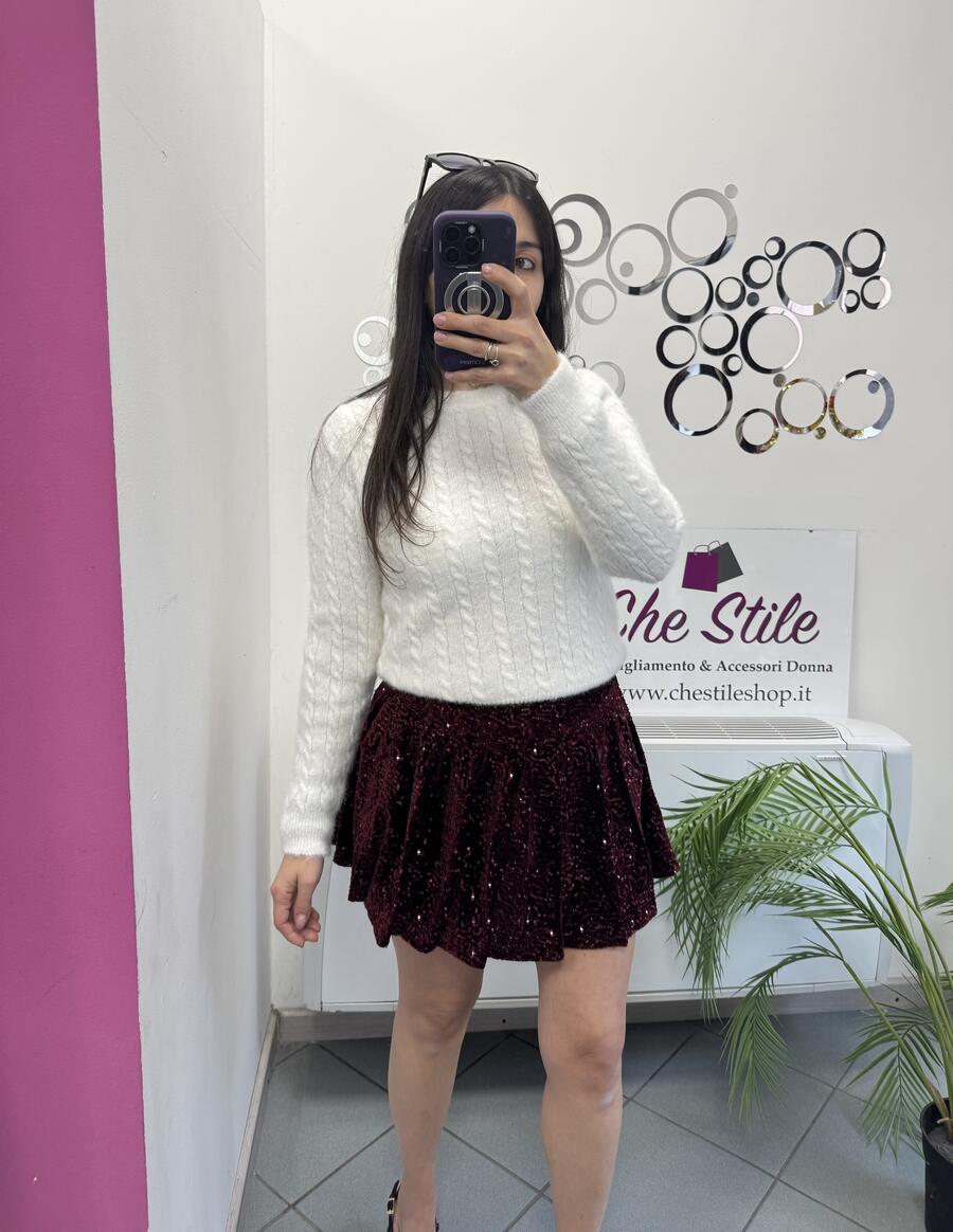 NOVITÀ Mini gonna in velluto a pieghe con paillettes